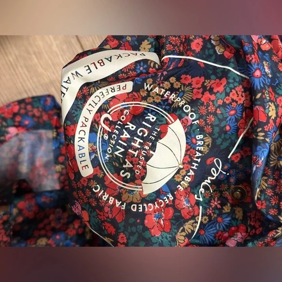 JOULES Women's Golightly Printed Waterproof Coat Navy Ditsy Floral Jacket - Picture 8 of 13